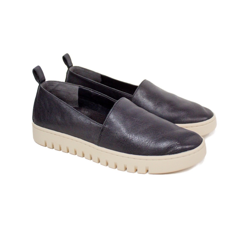 Vionic Uptown A-Line Black Leather Flats Arch Support Comfort Slip-On Shoes - Picture 4 of 12